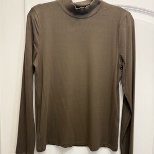 Banana Republic Olive Ribbed Mock Turtle Neck Top Size L